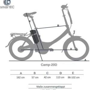 Camp-20D E-Bike Klapprad 250W Hinterradmotor Li-Ion-Akku 36V/15,6Ah 20 Zoll E-Klapprad E-Faltrad Elektrofahrrad Reichweite 100km bis 25 km/h
