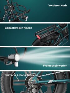 ENGWE E Bike Herren mit 48V 13Ah Batterie, 20 * 4.0 Zoll, 7-Gang Getriebe mit LCD-Display, 250W Motor & 25km/h, Reichweite bis zu 120km L20/L20 Boost