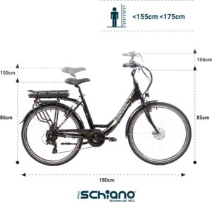 F.lli Schiano E-Moon, E Bike für die Stadt 26 Zoll, 36V 14.5Ah Abnehmbarer Akku, Motor 250W 40Nm, City Ebike für Herren/Damen