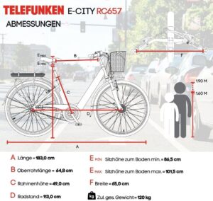 TELEFUNKEN E-Bike 28 Zoll Fahrrad für Damen & Herren | Pedelec Citybike mit 7-Gang Nabenschaltung | Rücktritt | Elektrofahrrad 250 W Frontmotor | 468 Wh Li-Ion-Akku | EBike Multitalent RC657