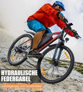 VARUN E Bike, 27.5 Zoll Ebike Herren Damen mit 48V 13Ah (624 Wh) Akku, Bis zu 120 KM, 55Nm 250W Motor, 21-Gang E-Bike Mountainbike mit 4 Fahrmodi, Elektrofahrrad Herren Damen für Pendeln, Bergig