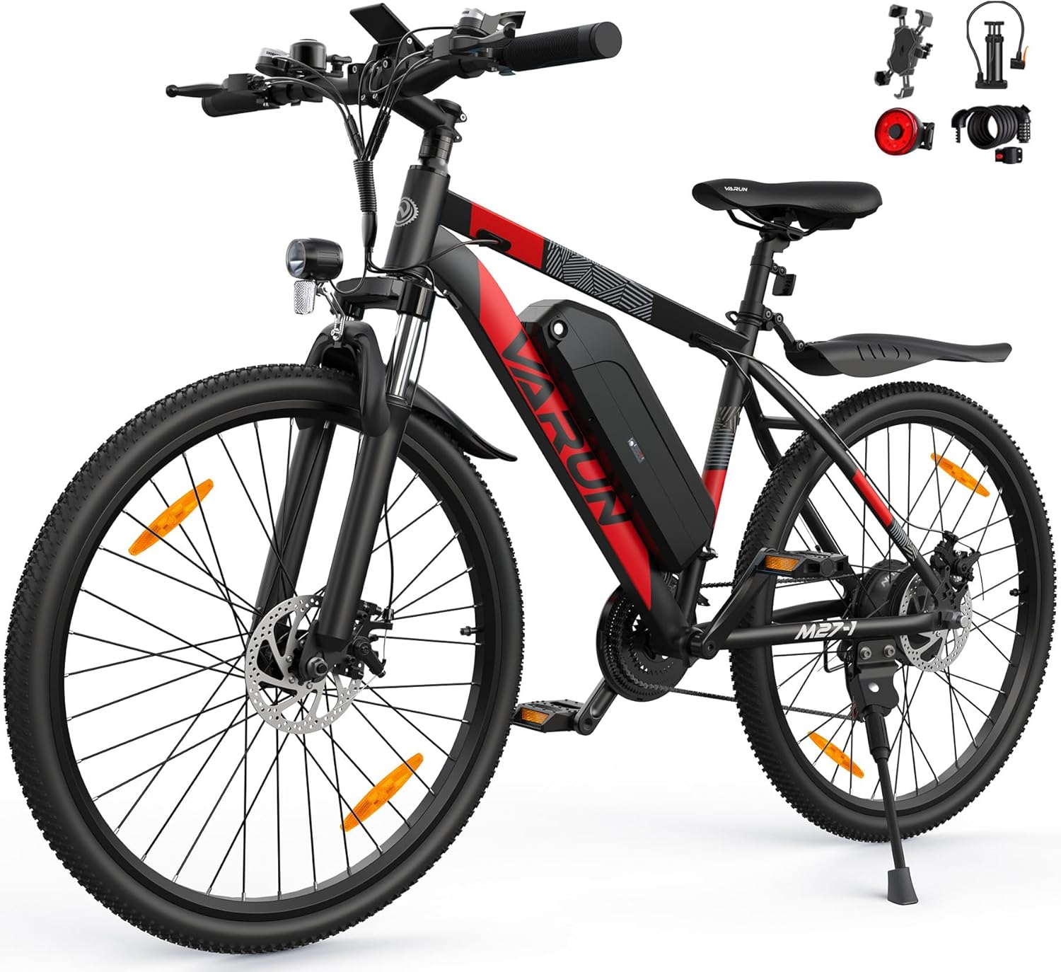 814o9GmHB5L._AC_SL1500 VARUN E Bike, 27.5 Zoll Ebike Herren Damen mit 48V 13Ah (624 Wh) Akku, Bis zu 120 KM, 55Nm 250W Motor, 21-Gang E-Bike Mountainbike mit 4 Fahrmodi, Elektrofahrrad Herren Damen für Pendeln, Bergig