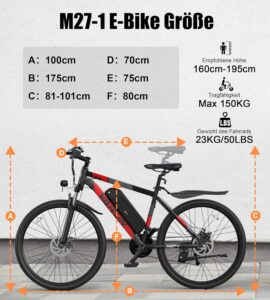 VARUN E Bike, 27.5 Zoll Ebike Herren Damen mit 48V 13Ah (624 Wh) Akku, Bis zu 120 KM, 55Nm 250W Motor, 21-Gang E-Bike Mountainbike mit 4 Fahrmodi, Elektrofahrrad Herren Damen für Pendeln, Bergig