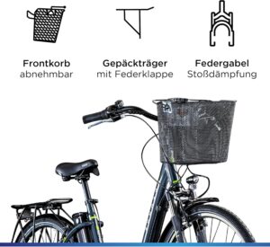 ZÜNDAPP EBike Z510 28 Zoll Elektrofahrrad mit Rücktritt E Bike Damen & Herren E-Bike 3 Gang Fahrrad Elektro Pedelec City Elektrofahrräder Hollandrad