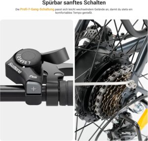 Eleglide E-Bike, T1 Elektrofahrrad 27.5'' Trekking E-Cityrad mit 13Ah Akku, 100KM Lang Range, 250W Motor, 7 Gäng E-Mountainbike für Damen und Herren, Doppelscheibenbremsen