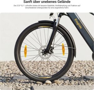 Eleglide E-Bike, T1 Elektrofahrrad 27.5'' Trekking E-Cityrad mit 13Ah Akku, 100KM Lang Range, 250W Motor, 7 Gäng E-Mountainbike für Damen und Herren, Doppelscheibenbremsen