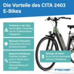 Fischer E-Bike City CITA 2403 Active Elektrofahrrad für Damen und Herren, RH 50, Frontmotor 40 Nm, 48 V Akku