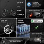 HITWAY E Bike, Ebike mit 250W Motor, Elektrofahrrad 20 Zoll, E-Bike mit 70-150km Reichweite, 7-Gang, APP-Steuerung, faltbar, IP54 wasserdicht, Pedelec